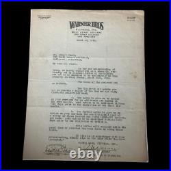 1926 Warner Bros. Contract Edwin Clark Signed by J. L. Jack Early Hollywood RARE 1926 Warner Bros. Contract Edwin Clark Signed by J. L. Jack Early Hollywood RARE