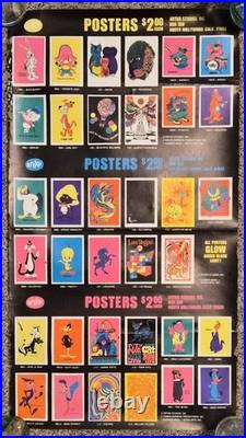 1968 WILE E COYOTE ARTKO STUDIOS LITHO BLACKLIGHT WARNER BROS 23x35 NOS RARE