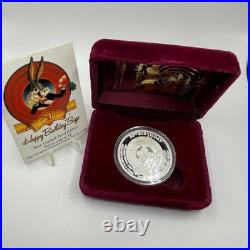 1990 Warner Bros Bugs Bunny 1 oz. 999 Silver Coin 50th Birthday WithCOA & Box Rare