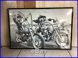 1996 Looney Tunes Bugs Bunny and Taz On Motorcycles Rare Vintage Poster