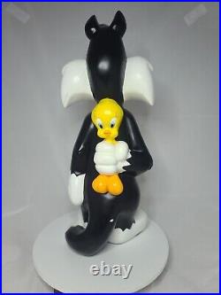 1998 Warner Bros Looney Tunes Sylvester Hiding Tweety Bird 14 inch statue rare