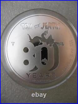 1-oz. Pure Silver Rare Tom And Jerry Holographic Classic Cartoon Coin + Gold