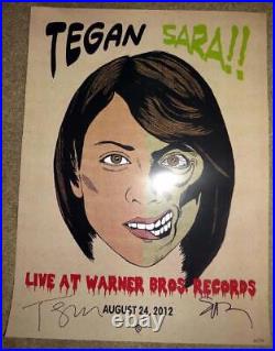 2012 TEGAN AND SARA Live at Warner Bros Records Signed Promo Poster RARE
