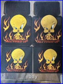 4 Tweety Bird Looney Tunes All Fired Up Floor Car Mats 2000 Warner Bros Rare VTG 4 Tweety Bird Looney Tunes All Fired Up Floor Car Mats 2000 Warner Bros Rare VTG