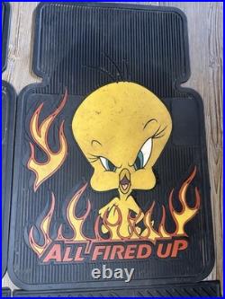4 Tweety Bird Looney Tunes All Fired Up Floor Car Mats 2000 Warner Bros Rare VTG 4 Tweety Bird Looney Tunes All Fired Up Floor Car Mats 2000 Warner Bros Rare VTG