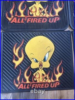 4 Tweety Bird Looney Tunes All Fired Up Floor Car Mats 2000 Warner Bros Rare VTG 4 Tweety Bird Looney Tunes All Fired Up Floor Car Mats 2000 Warner Bros Rare VTG