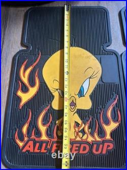 4 Tweety Bird Looney Tunes All Fired Up Floor Car Mats 2000 Warner Bros Rare VTG 4 Tweety Bird Looney Tunes All Fired Up Floor Car Mats 2000 Warner Bros Rare VTG