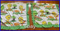 4pc Rare Vintage Tweety Bird Sylvester The Cat Warner Bros Inc. 1975 Curtains