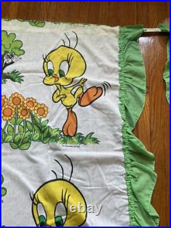 4pc Rare Vintage Tweety Bird Sylvester The Cat Warner Bros Inc. 1975 Curtains