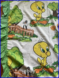 4pc Rare Vintage Tweety Bird Sylvester The Cat Warner Bros Inc. 1975 Curtains