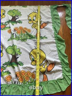 4pc Rare Vintage Tweety Bird Sylvester The Cat Warner Bros Inc. 1975 Curtains