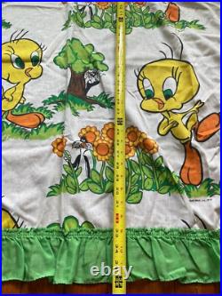 4pc Rare Vintage Tweety Bird Sylvester The Cat Warner Bros Inc. 1975 Curtains