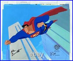 BRUCE TIMM rare SUPERMAN cel SIGNED 2x Identity Crisis STAS flying BTAS WB COA
