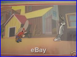 BUGS Bunny AND YOSEMITE SAM FRAMED VERY RARE. WB PRODUCTION cel Looney Tune