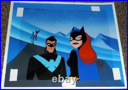 Batman The Animated Series RARE Batman Production Cel Nightwing Batgirl Signed