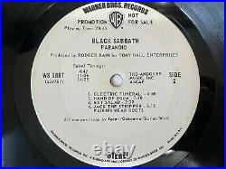 Black Sabbath LP Paranoid RARE White Label Promo Warner Brothers 1887 Ozzy