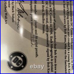 Bob Kane signed Batman DaVinci 17 x 19.5 Lithograph #402/500 RARE Warner Bros Bob Kane signed Batman DaVinci 17 x 19.5 Lithograph #402/500 RARE Warner Bros
