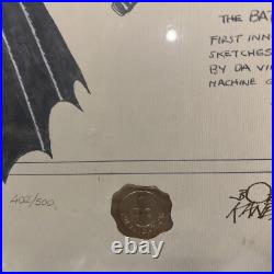 Bob Kane signed Batman DaVinci 17 x 19.5 Lithograph #402/500 RARE Warner Bros Bob Kane signed Batman DaVinci 17 x 19.5 Lithograph #402/500 RARE Warner Bros