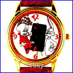 Bugs Bunny Elmer Fudd, Rare'In The Mirror' Fossil Warner Bros Unworn Watch $125