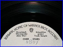 Cher Stars Rare Warner Bros Promo Vinyl Lp Trade Sample Labels 1975 Germany