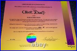 Chuck Jones Signed Artist Proof Cel Warner Bros Bugs Bunny Pewlitzer Prize Rare