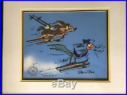 Chuck Jones Signed Skiing- Roadrunner & Wile E Coyote Limited Ed. Cel Rare