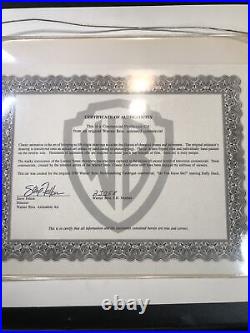 Daffy duck picture with COA 1994 Only One On eBay? Very Rare Warner Bros
