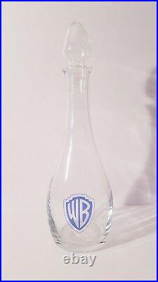 Extreme RARE Warner Bros. WB Logo 13 1/2 Tall Vintage Glass Decanter