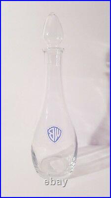 Extreme RARE Warner Bros. WB Logo 13 1/2 Tall Vintage Glass Decanter