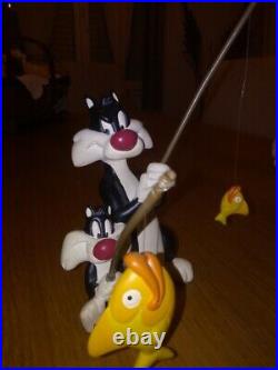 Extremely Rare! Looney Tunes Sylvester with Sylvester Jr. Fishing Fig Statue