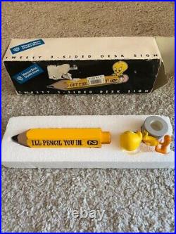Extremely Rare! Looney Tunes Tweety Pencil Desk Sign Figurine Statue