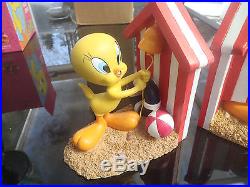 Extremely Rare! Looney Tunes Tweety on the Beach Figurine Bookends Statue Set