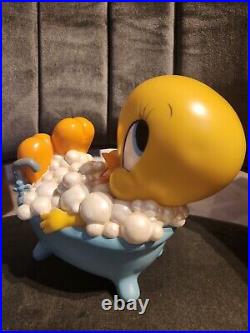 Extremely Rare! WB Looney Tunes Tweety Taking Bath Vintage Figurine Bank Statue