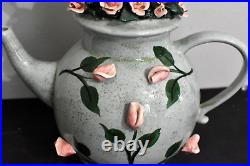 Handmade PEPE LE PEW & PENELOPE Floral Teapot Numbered & Signed By Artist RARE