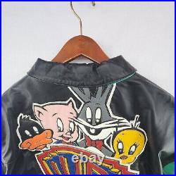 LOONEY TUNES Vintage Leather Warner Bros JACKET L 90s rare hip hop coat