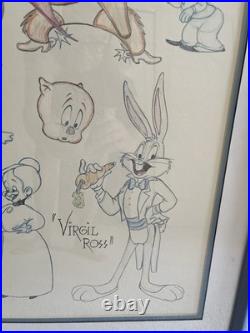 Looney Tunes Hand sketching. Huge. Virgil Ross Signed. Rare. Incredible