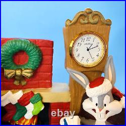 Looney Tunes RARE Vtg 1996 Special Edition Christmas Figurine with Clock SEE VIDEO
