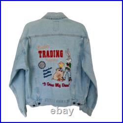 Looney Tunes Warner Bros 1998 Denim Jean Jacket 90s Vintage RARE Mens Sz S ACME