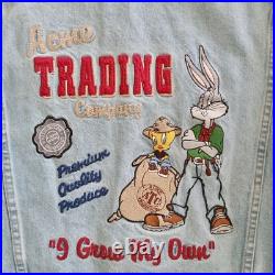 Looney Tunes Warner Bros 1998 Denim Jean Jacket 90s Vintage RARE Mens Sz S ACME