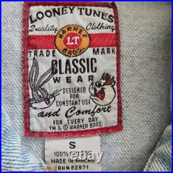 Looney Tunes Warner Bros 1998 Denim Jean Jacket 90s Vintage RARE Mens Sz S ACME