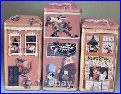 Lot-3 Vintage Warner Bros Looney Tunes Collectible Pasta Tin Containers RARE