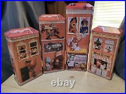 Lot-4 Vintage Warner Bros Looney Tunes Collectible Pasta Tin Containers RARE