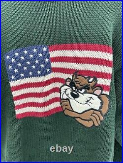 New Vintage 1995 Taz USA Flag Warner Bros. 100% Baumwolle Sweater (MD) RARE