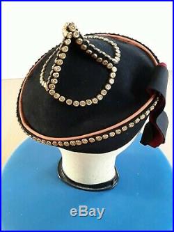 Original 1930/40s WWII Black Felt Hat Chinese Style Rare Warner Bros Label