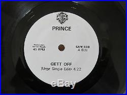 PRINCE Gett Off 7 VERY RARE UK ORIGINAL URGE SINGLE EDIT ONE SIDED PROMO SAM888
