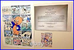 Porky Pig Cel Warner Brothers Lobby Card Rare Number 1 Edition Animation Cell