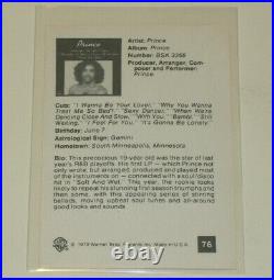 Prince 1979 Warner Brothers Trading Card # 76 RARE