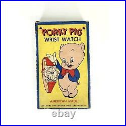 RARE 1949 Warner Bros Cartoons Porky Pig Watch Ingraham in Original Box Works68