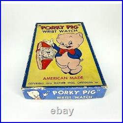 RARE 1949 Warner Bros Cartoons Porky Pig Watch Ingraham in Original Box Works68