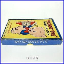 RARE 1949 Warner Bros Cartoons Porky Pig Watch Ingraham in Original Box Works68